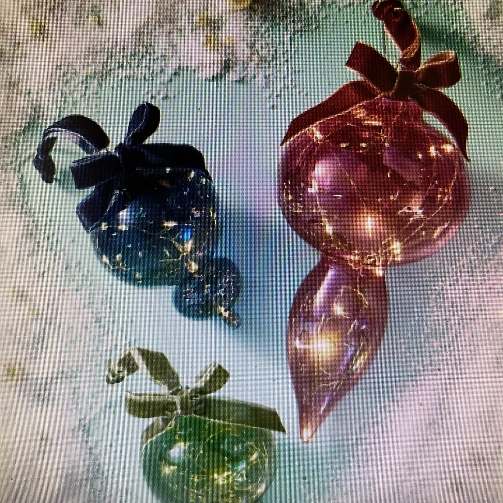 ❤️ ANTHROPOLOGIE STELLAR GLASS LIGHT UP ORNAMENT GREEN NEW